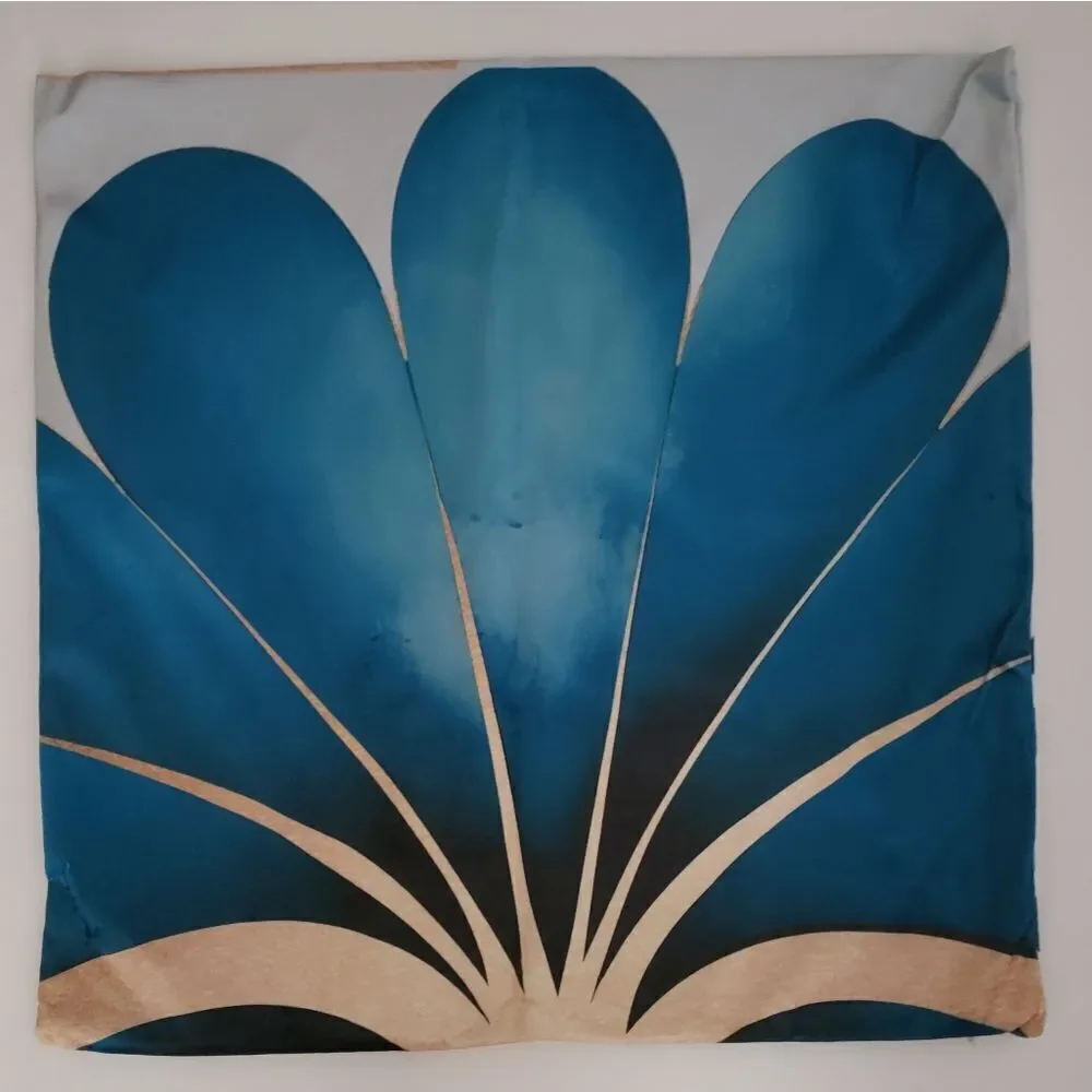 Pack of 2 Velvet Accent Pillow Covers - Blue/Gold Geometric - 18x18